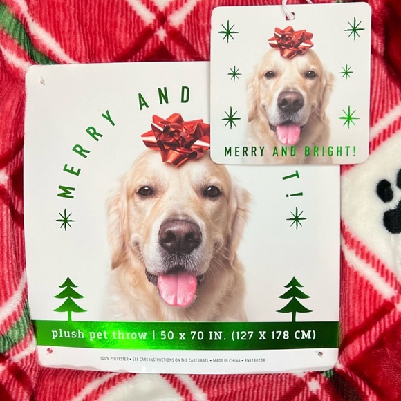 Merry & Bright - ‘Paw Print Red’ plush throw. 50” x 70”. NWT. Firm! Last one! - Picture 3 of 3